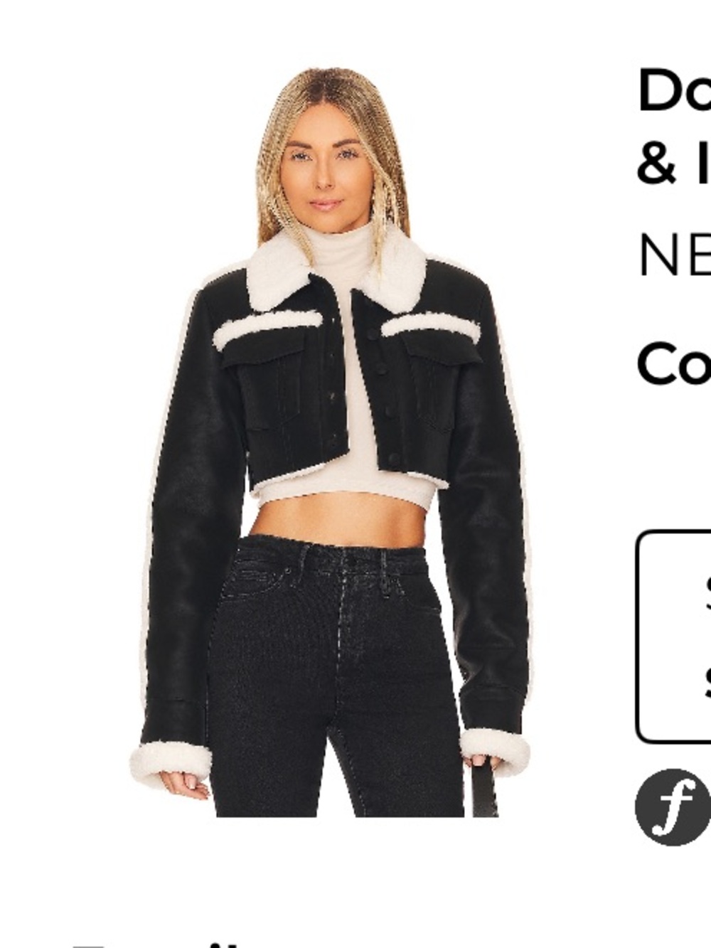 NWT NBD “Dolly” Cropped Faux Shearling Jacket M